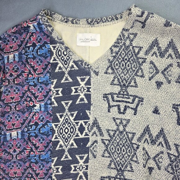 Pilcro Anthropologie Sweater Top Women S Oversized Boxy Thermal Aztec Boho Hippy - Picture 3 of 13